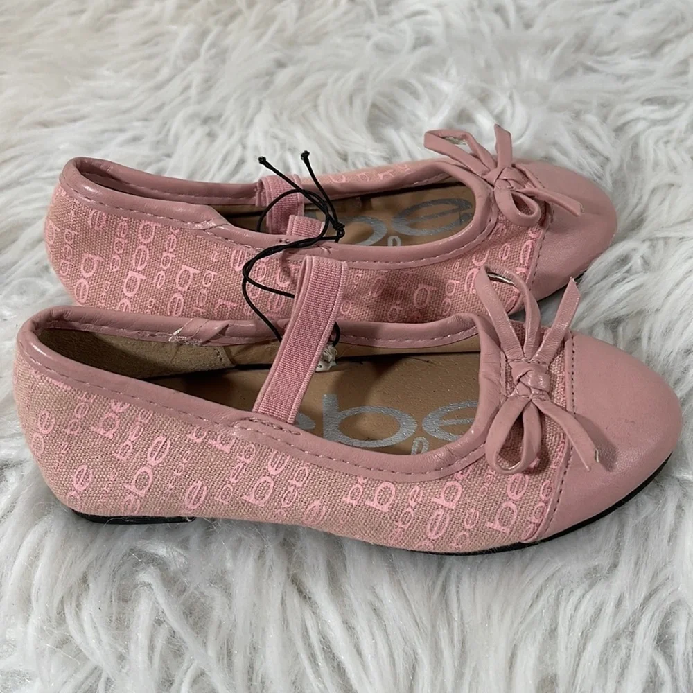 BEBE Girls Ballerina Flats Pink Slip On Shoes Size 8 New